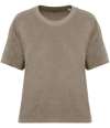 NS328 Native Spirit Ladies Terry Towel T-Shirt Cream Coffee colour image